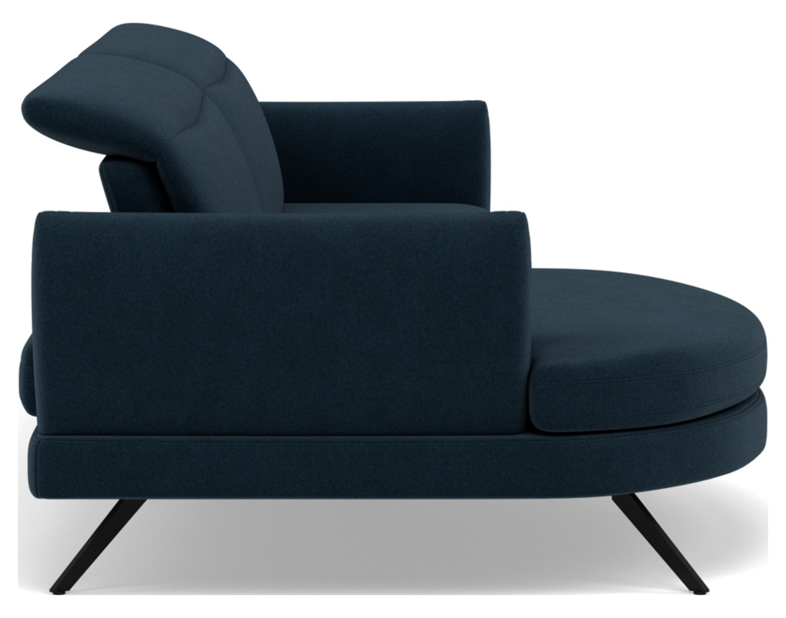 Canapé d'angle gauche 4 places avec têtières réglables en tissu texturé Terry