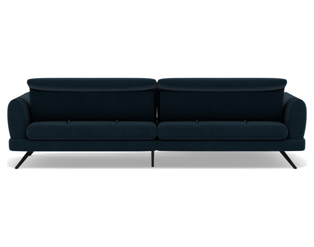 Canapé d'angle gauche 4 places avec têtières réglables en tissu texturé Terry