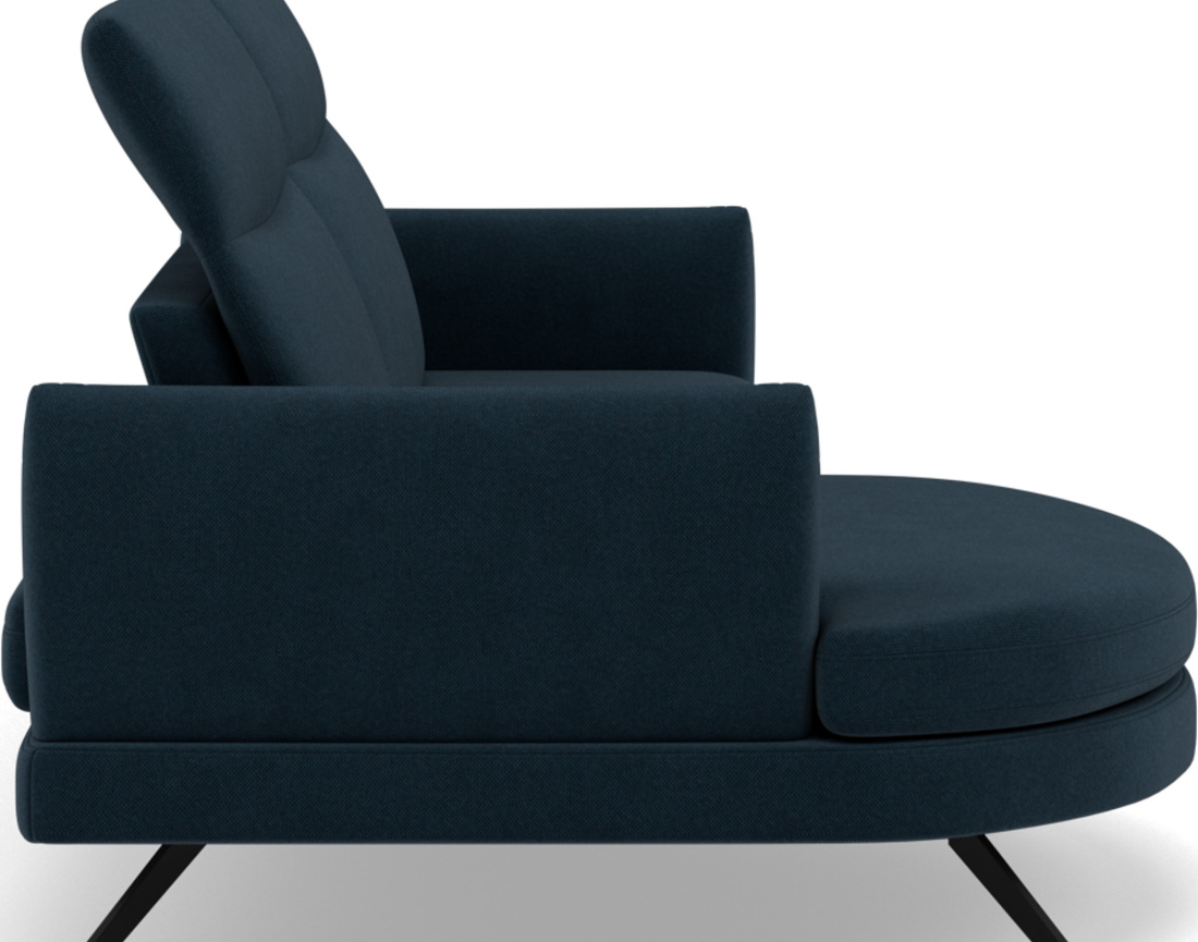 Canapé d'angle gauche 4 places avec têtières réglables en tissu texturé Terry