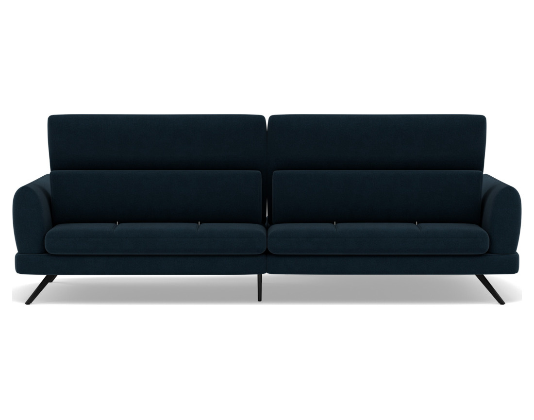 Canapé d'angle gauche 4 places avec têtières réglables en tissu texturé Terry