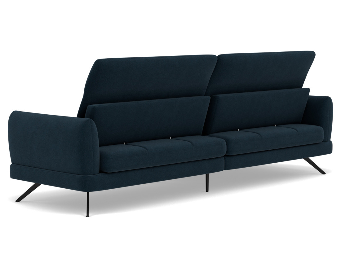 Canapé d'angle gauche 4 places avec têtières réglables en tissu texturé Terry