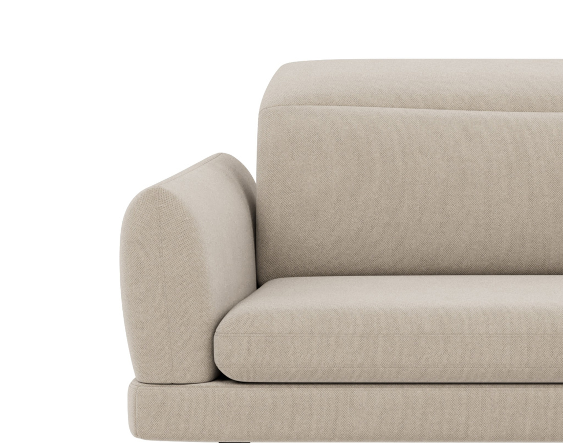 Canapé d'angle droit 4 places avec têtières réglables en tissu texturé Terry