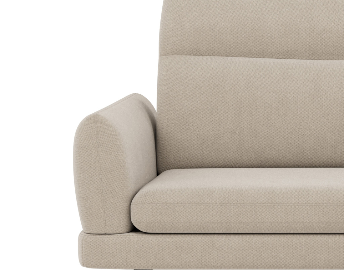 Canapé d'angle droit 4 places avec têtières réglables en tissu texturé Terry