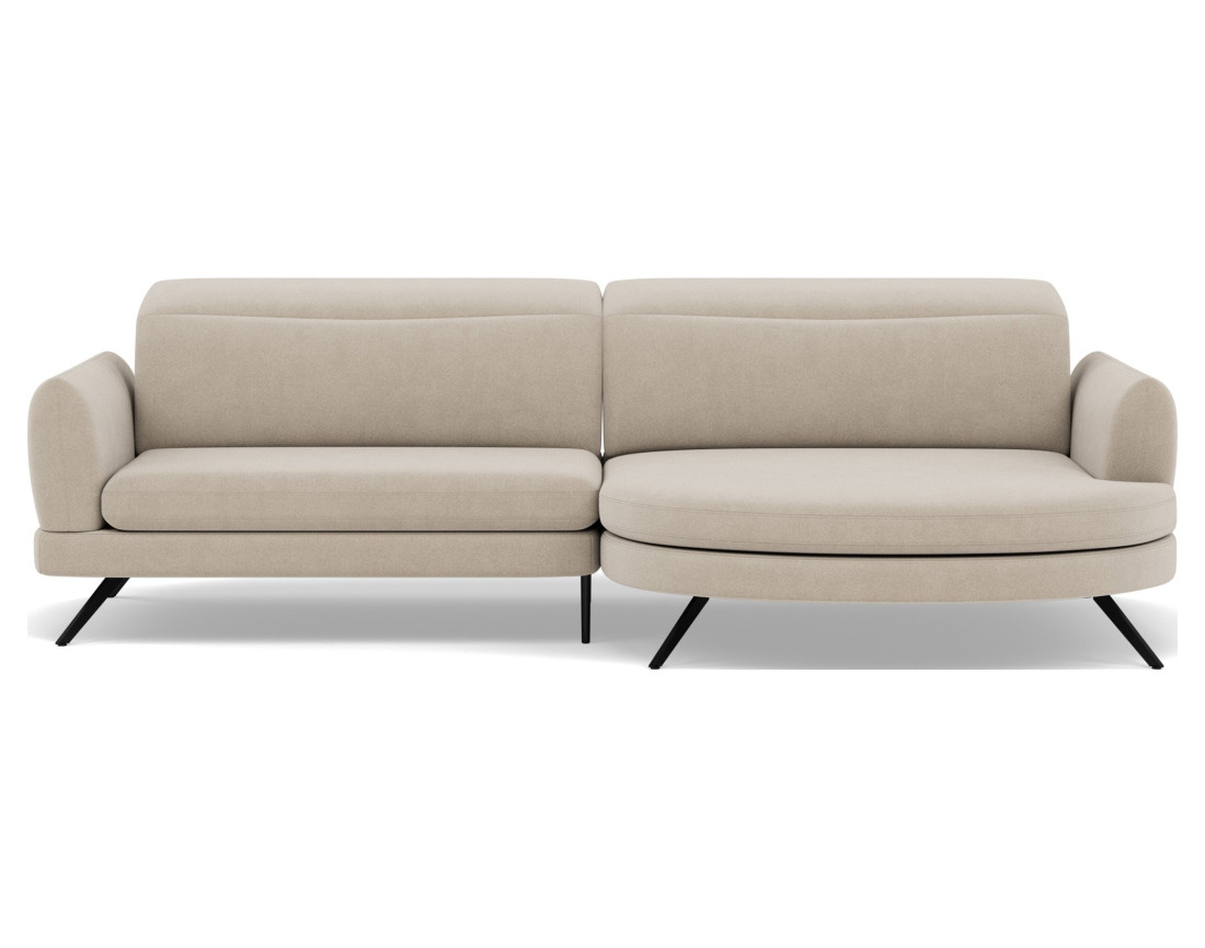 Canapé d'angle droit 4 places avec têtières réglables en tissu texturé Terry