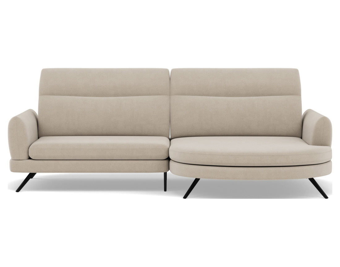 Canapé d'angle droit 4 places avec têtières réglables en tissu texturé Terry