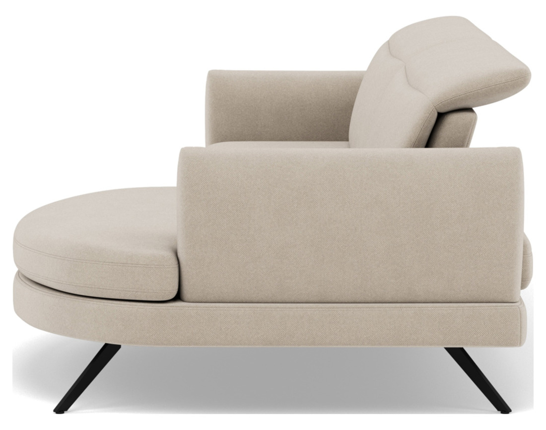 Canapé d'angle droit 4 places avec têtières réglables en tissu texturé Terry