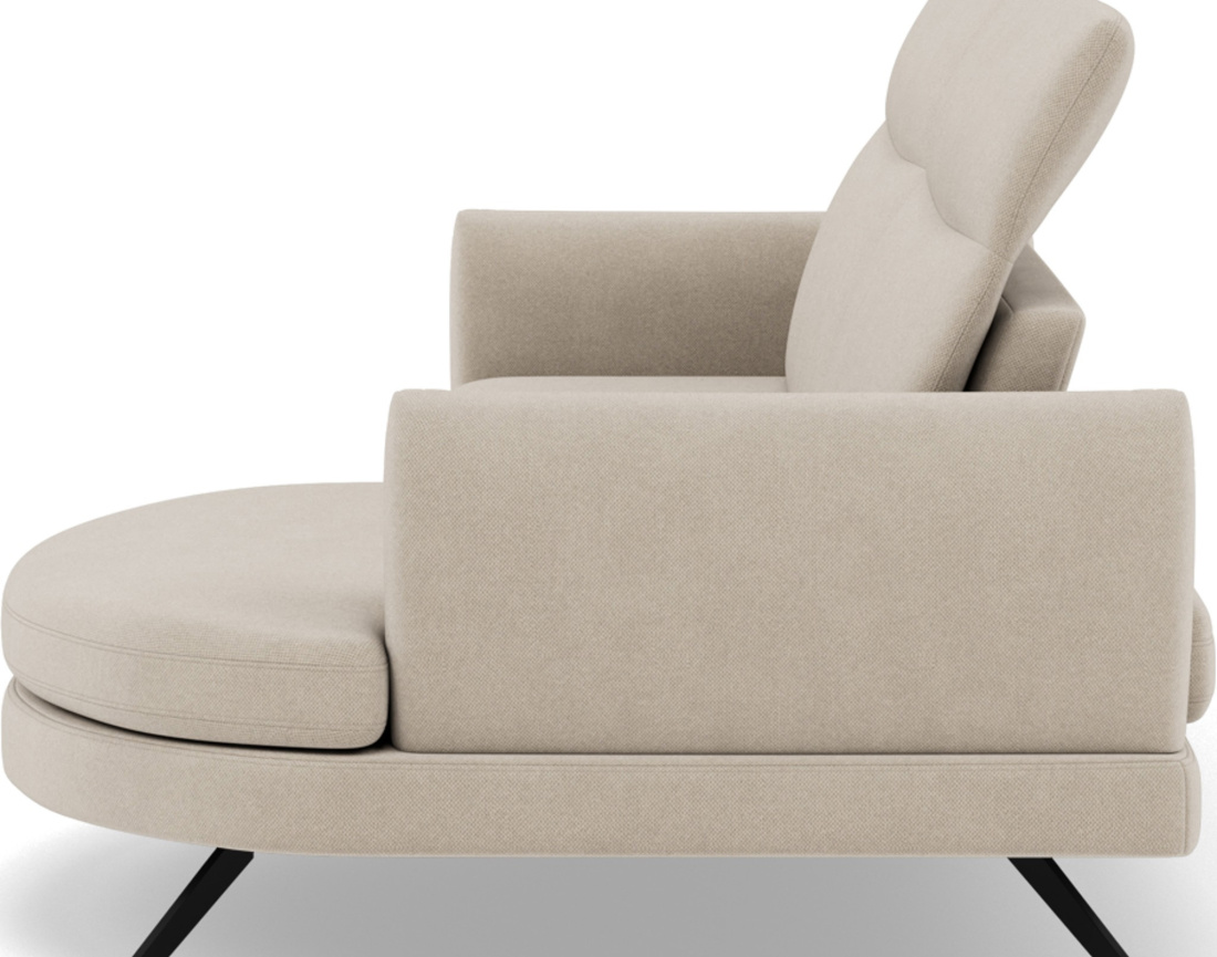 Canapé d'angle droit 4 places avec têtières réglables en tissu texturé Terry