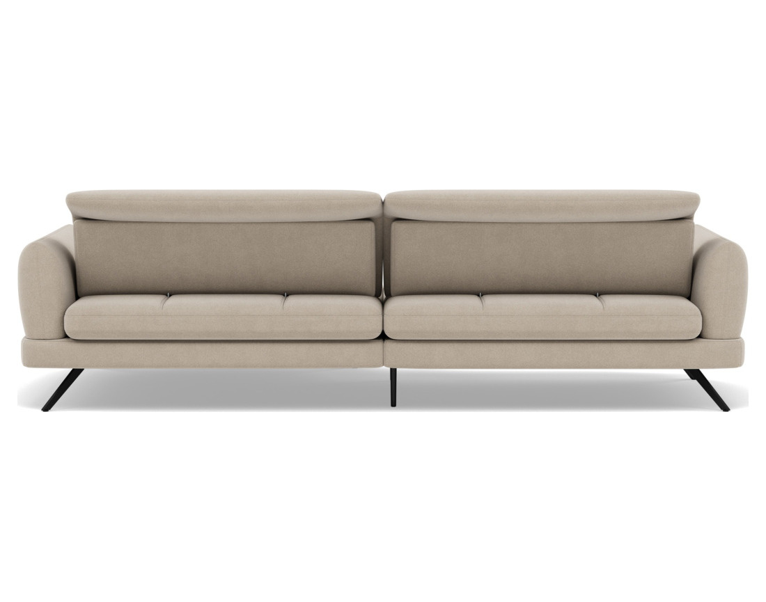 Canapé d'angle droit 4 places avec têtières réglables en tissu texturé Terry