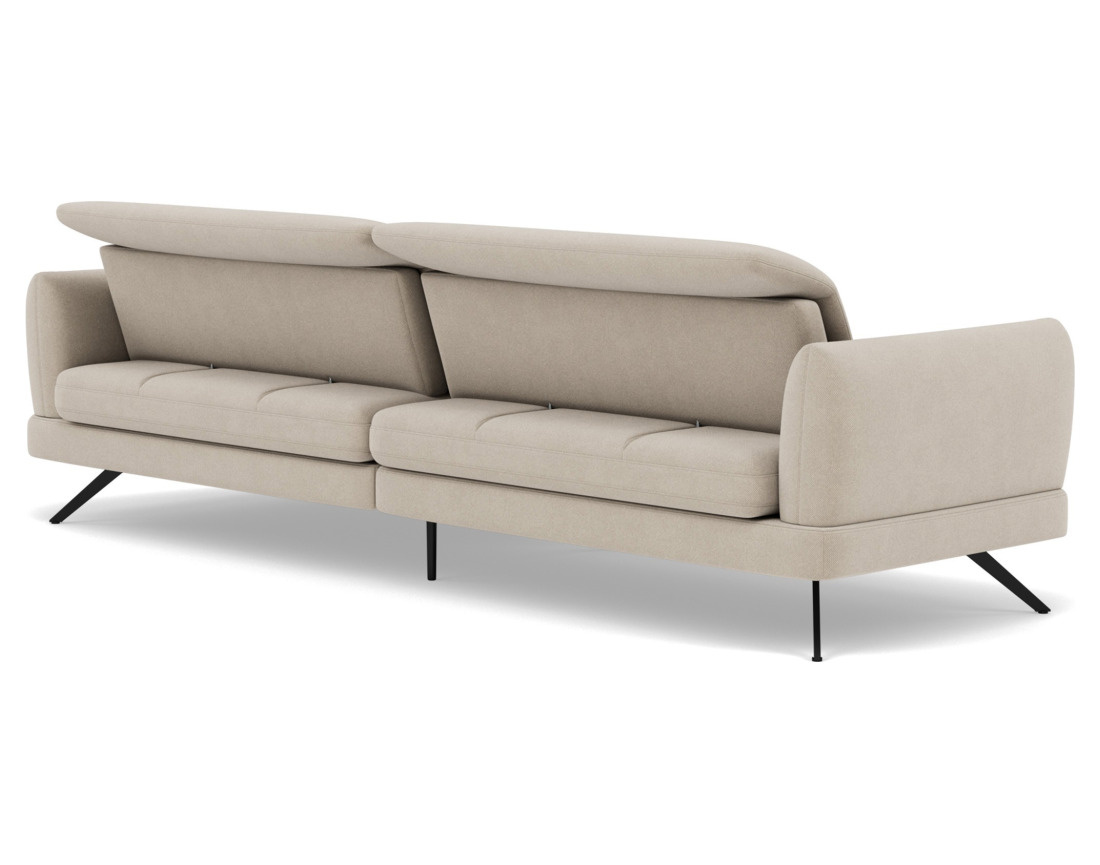 Canapé d'angle droit 4 places avec têtières réglables en tissu texturé Terry