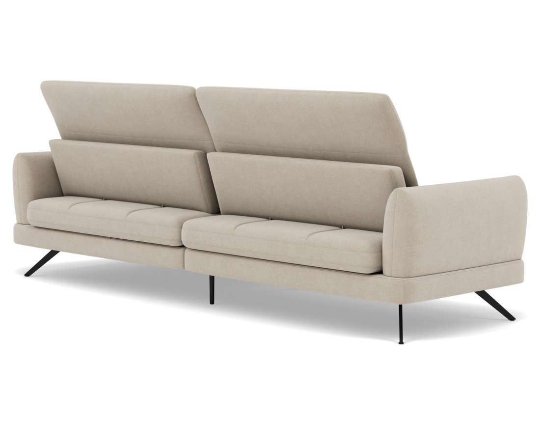 Canapé d'angle droit 4 places avec têtières réglables en tissu texturé Terry