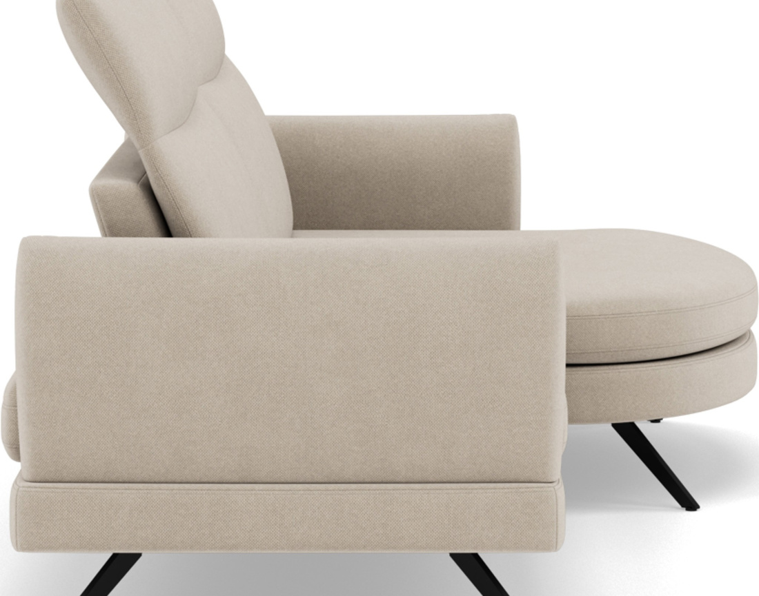 Canapé d'angle droit 4 places avec têtières réglables en tissu texturé Terry