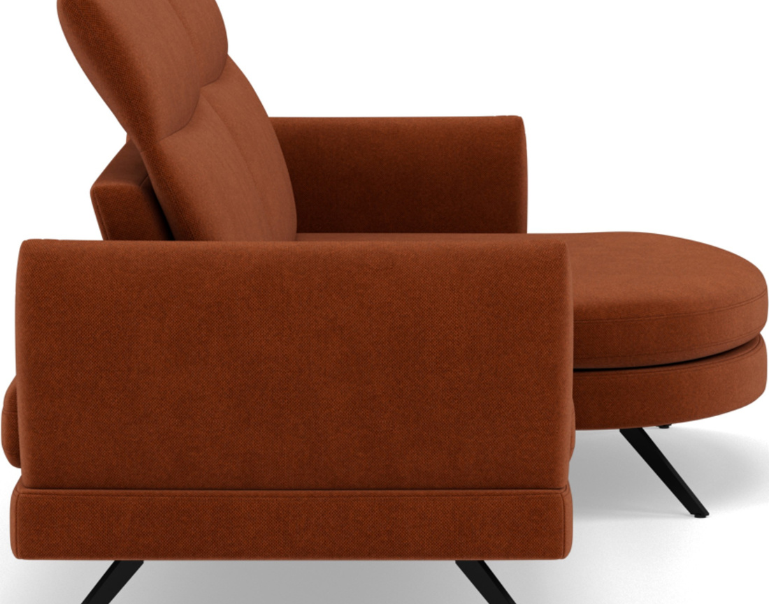 Canapé d'angle droit 4 places avec têtières réglables en tissu texturé Terry