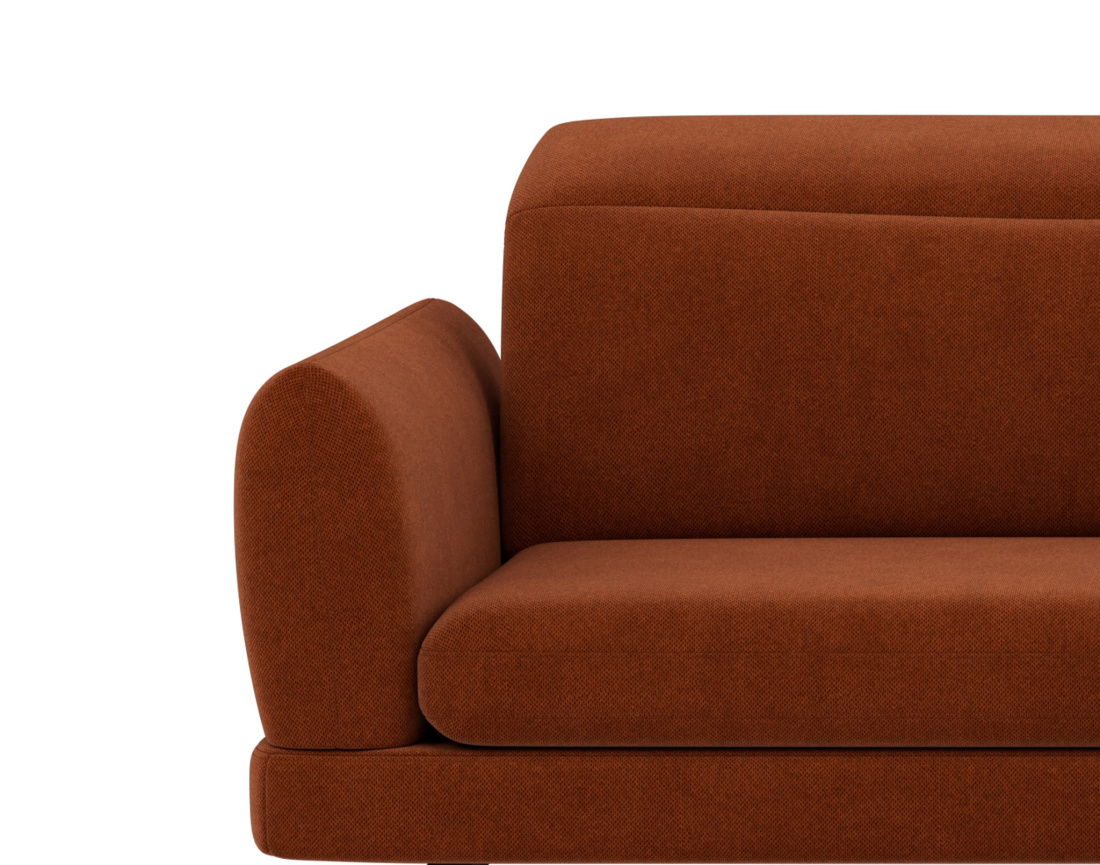 Canapé d'angle droit 4 places avec têtières réglables en tissu texturé Terry