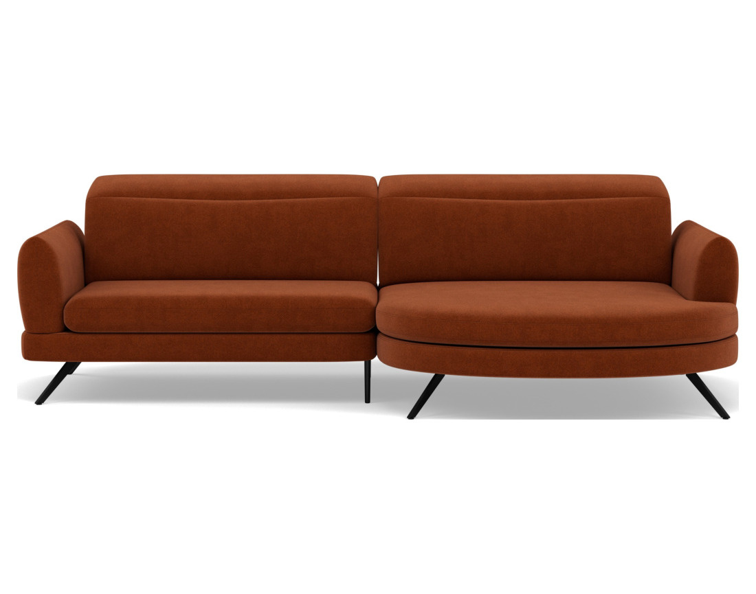 Canapé d'angle droit 4 places avec têtières réglables en tissu texturé Terry