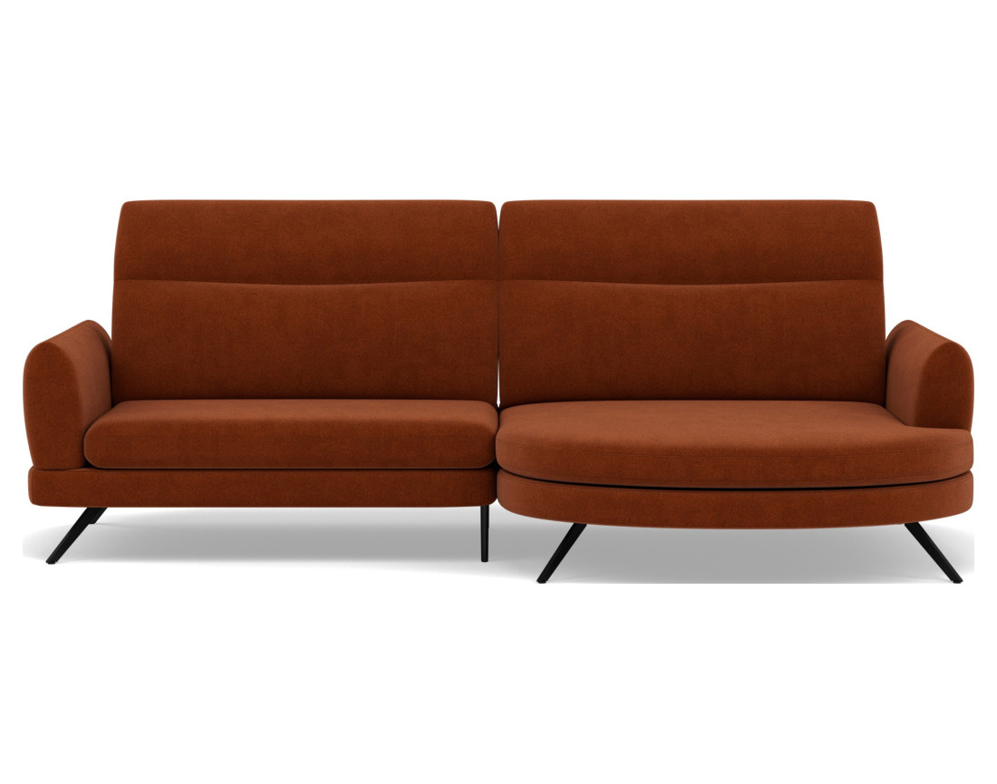 Canapé d'angle droit 4 places avec têtières réglables en tissu texturé Terry