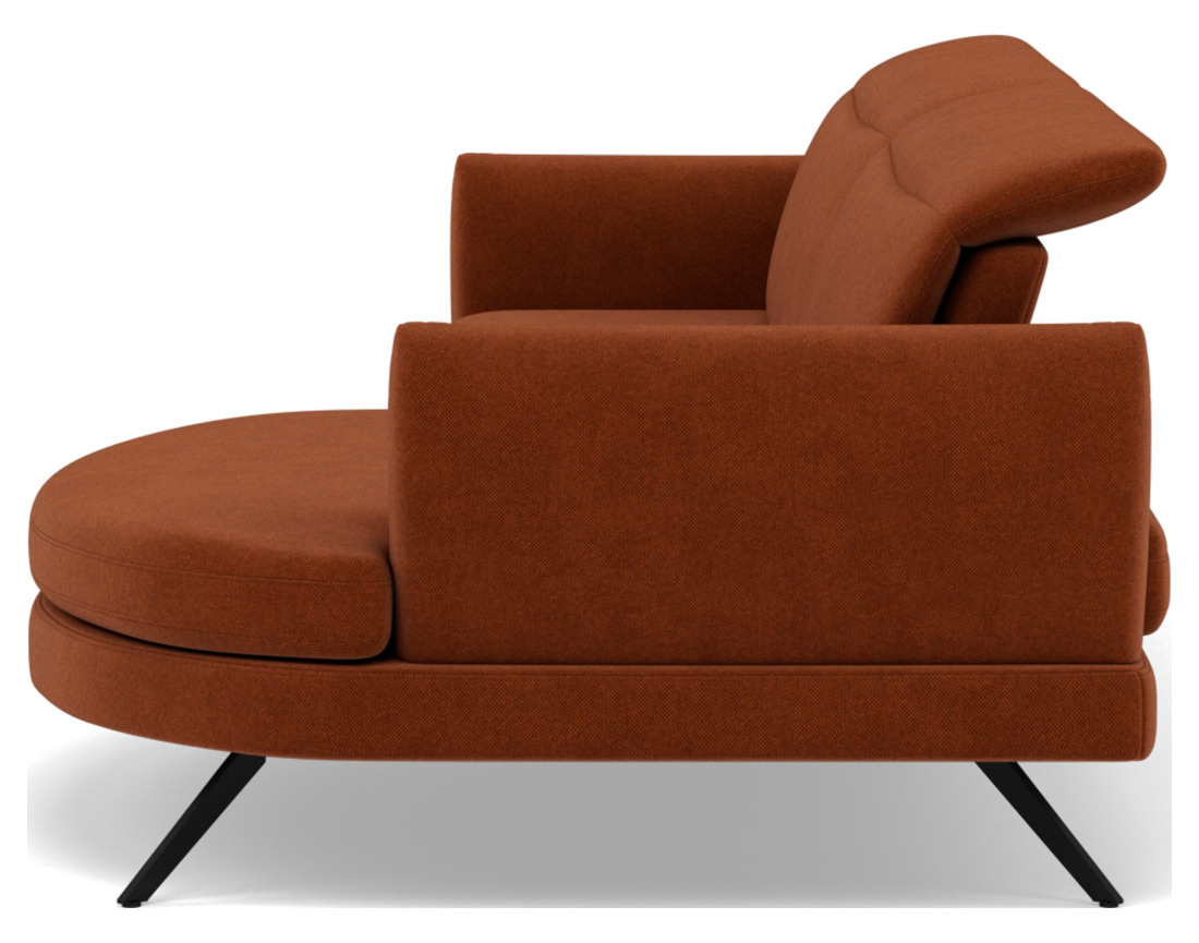 Canapé d'angle droit 4 places avec têtières réglables en tissu texturé Terry