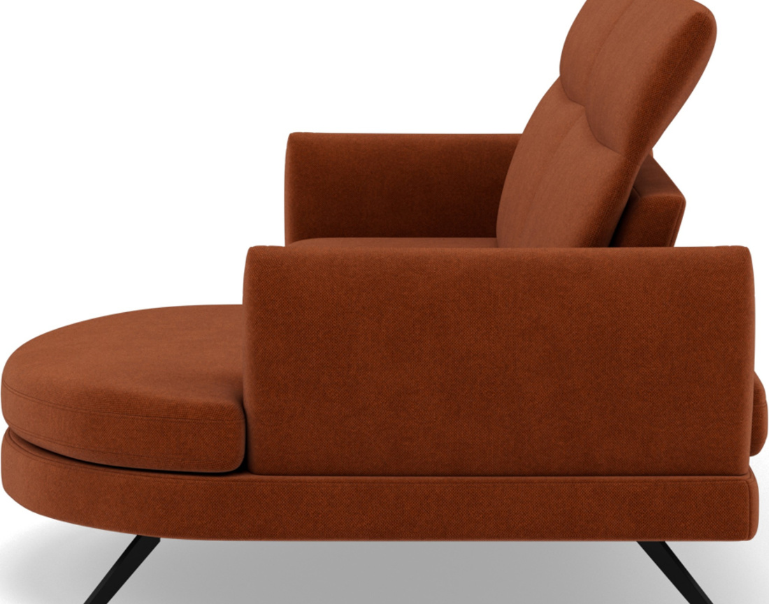 Canapé d'angle droit 4 places avec têtières réglables en tissu texturé Terry