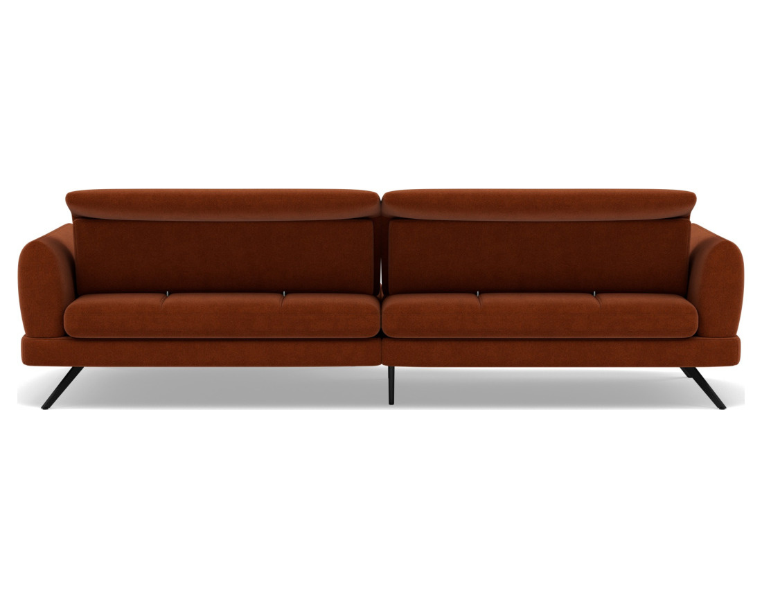 Canapé d'angle droit 4 places avec têtières réglables en tissu texturé Terry