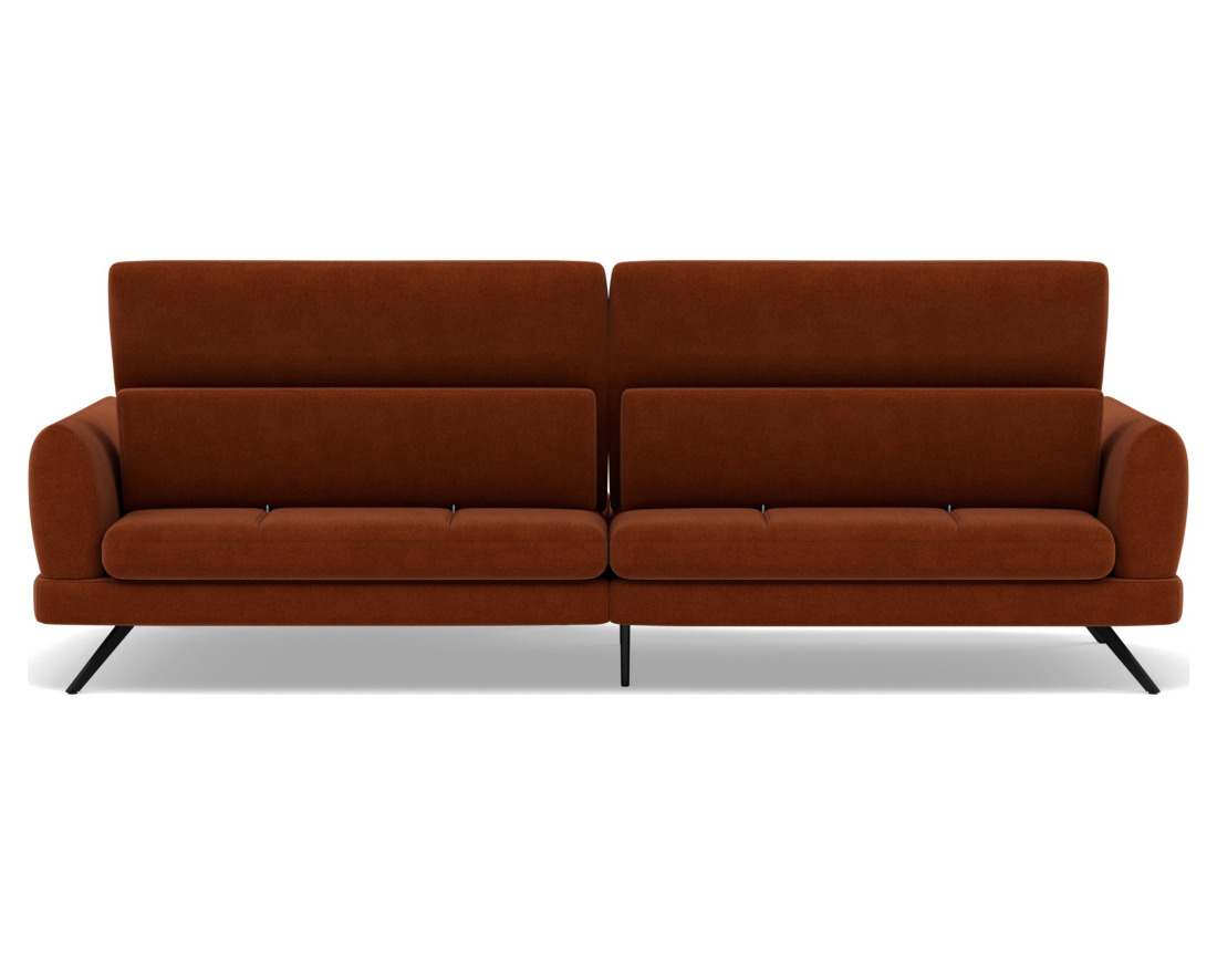 Canapé d'angle droit 4 places avec têtières réglables en tissu texturé Terry