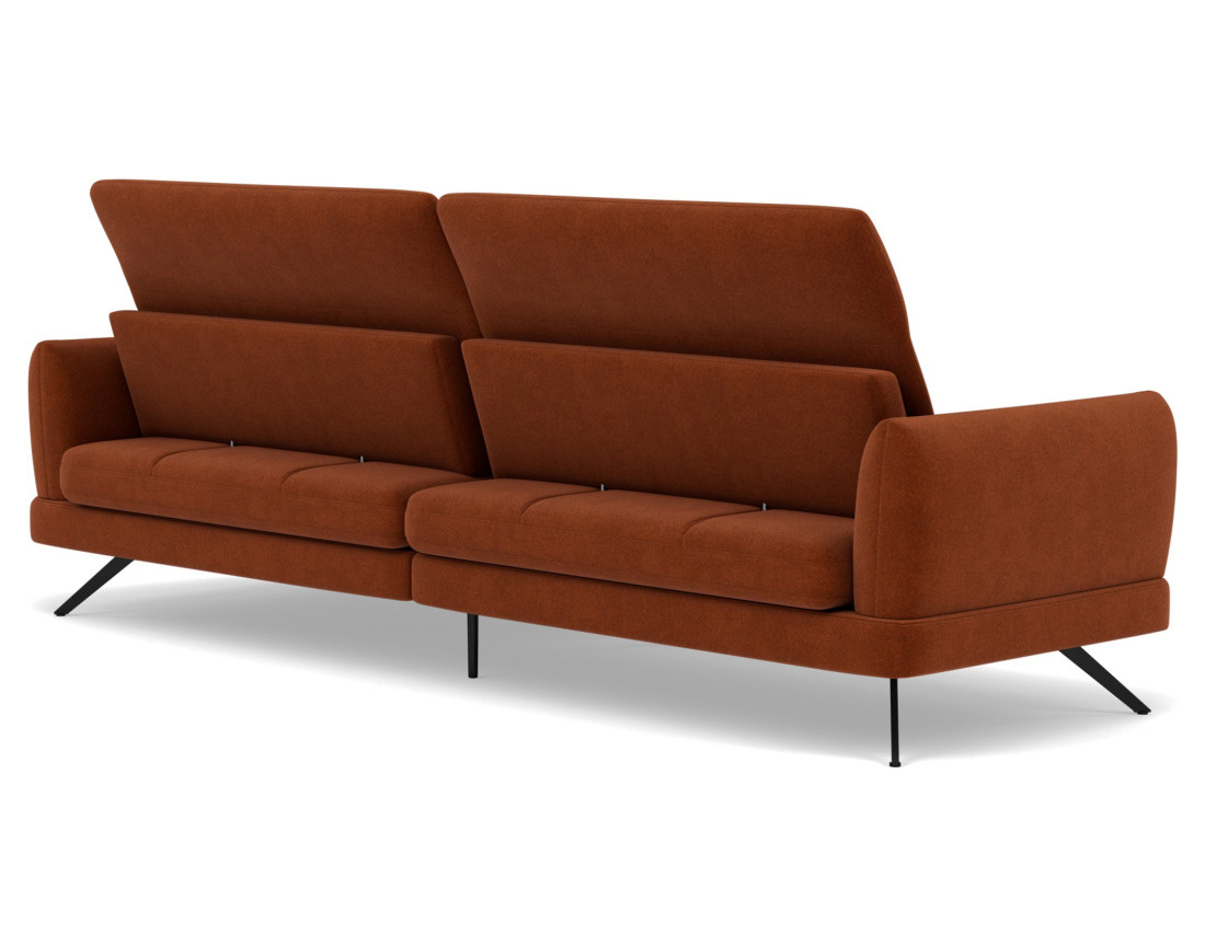 Canapé d'angle droit 4 places avec têtières réglables en tissu texturé Terry