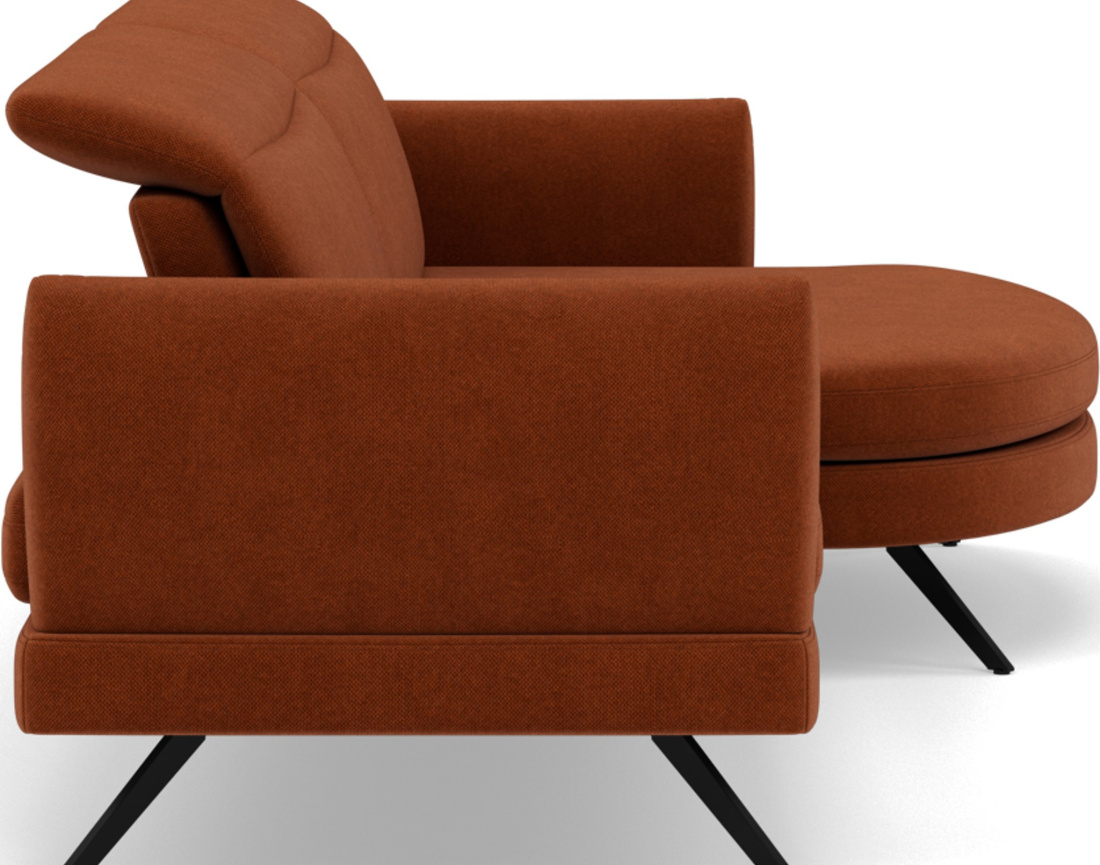 Canapé d'angle droit 4 places avec têtières réglables en tissu texturé Terry