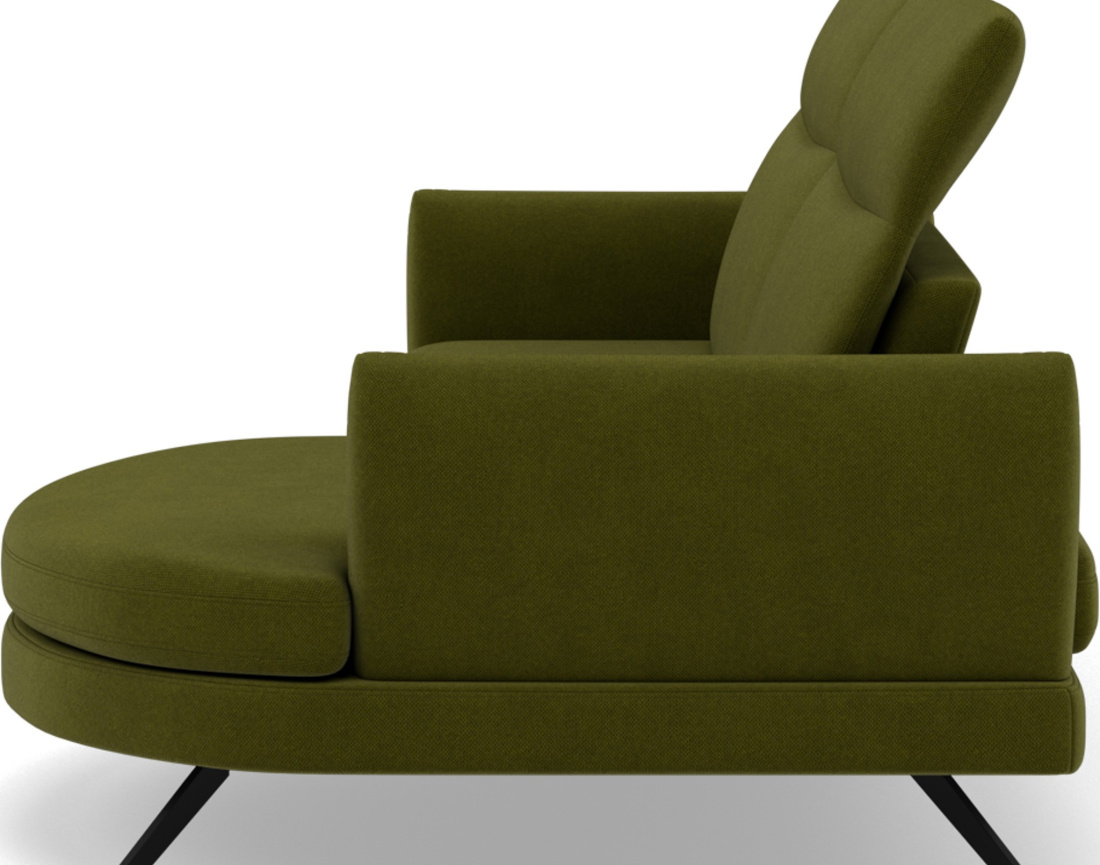 Canapé d'angle droit 4 places avec têtières réglables en tissu texturé Terry