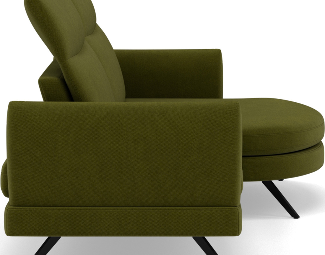 Canapé d'angle droit 4 places avec têtières réglables en tissu texturé Terry