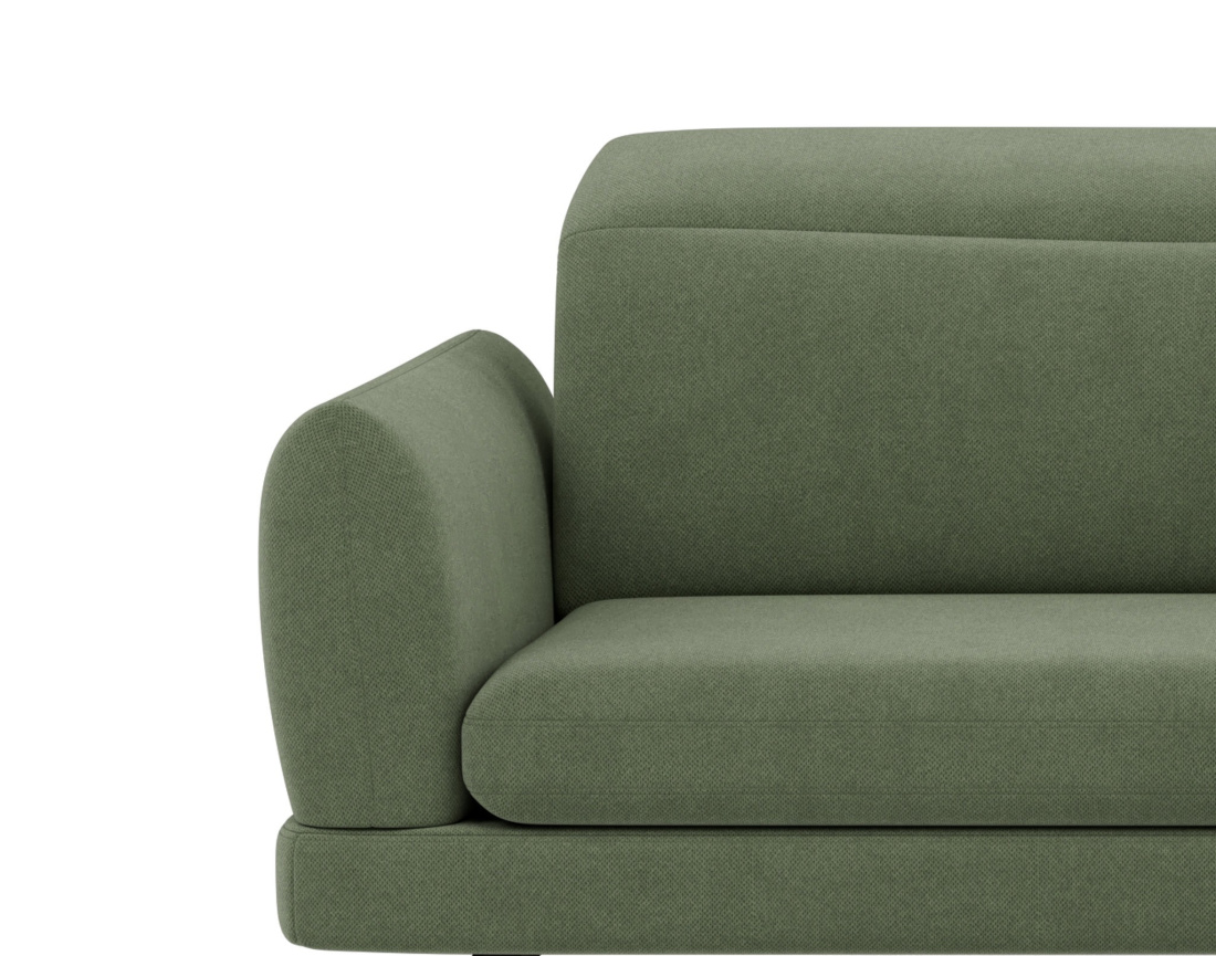 Canapé d'angle droit 4 places avec têtières réglables en tissu texturé Terry