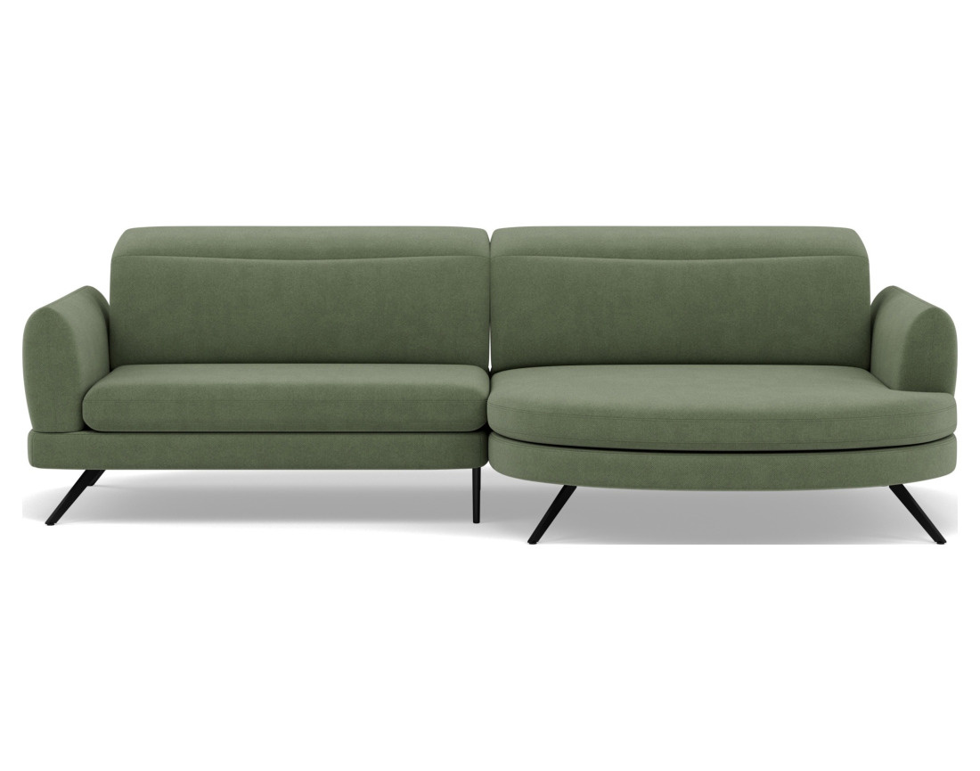 Canapé d'angle droit 4 places avec têtières réglables en tissu texturé Terry