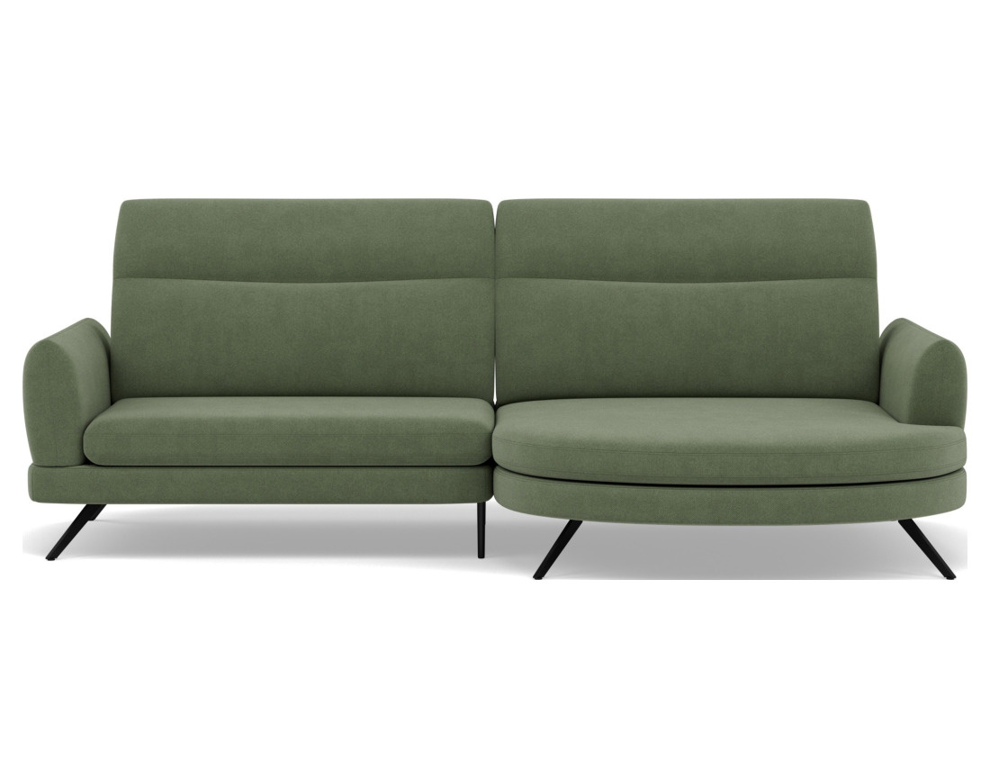 Canapé d'angle droit 4 places avec têtières réglables en tissu texturé Terry