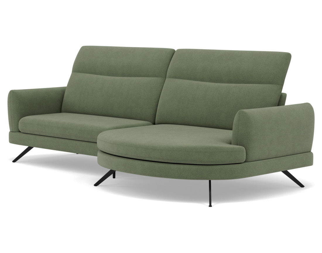 Canapé d'angle droit 4 places avec têtières réglables en tissu texturé Terry