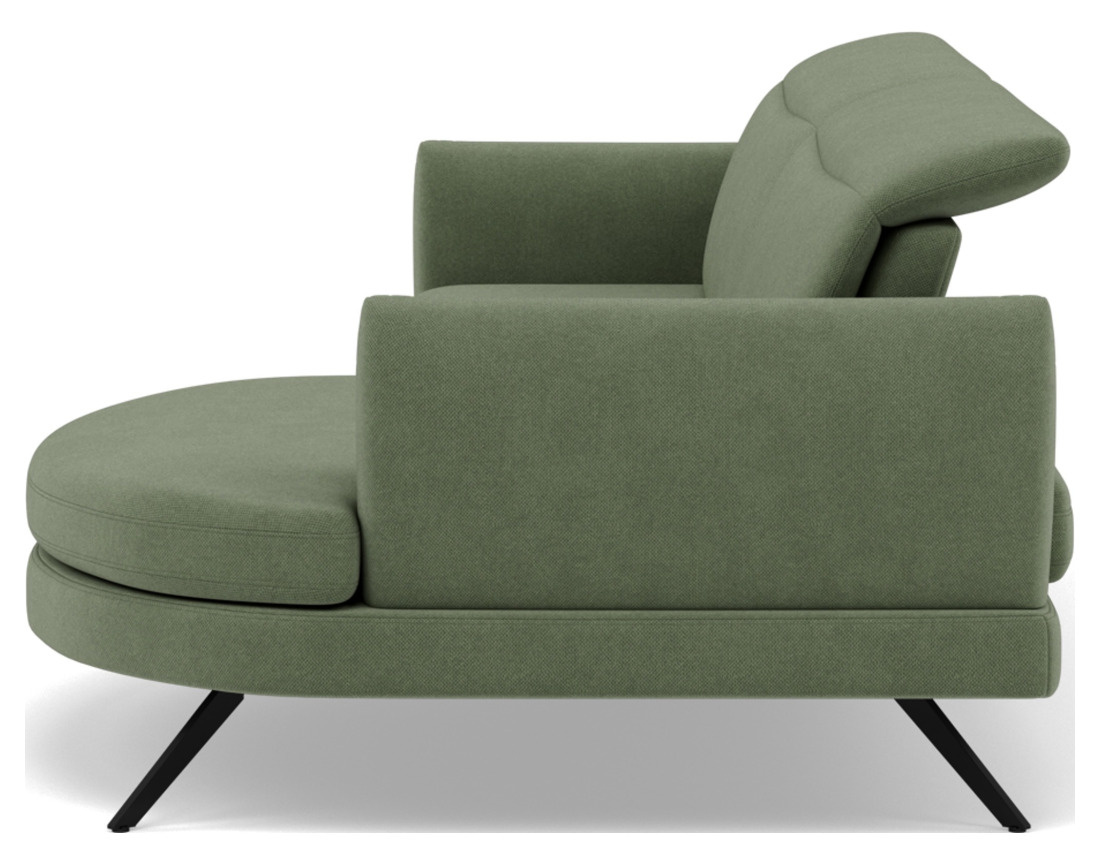 Canapé d'angle droit 4 places avec têtières réglables en tissu texturé Terry