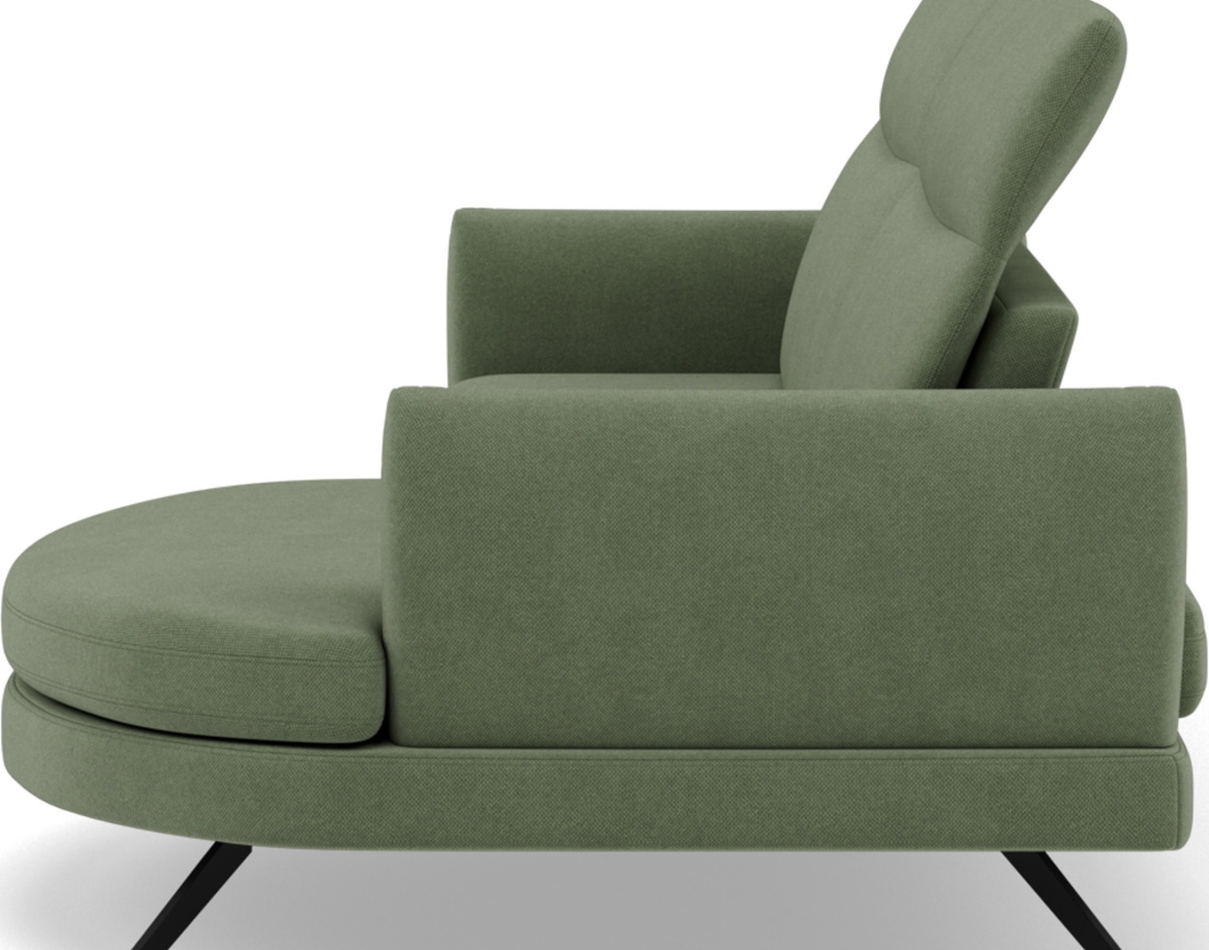 Canapé d'angle droit 4 places avec têtières réglables en tissu texturé Terry