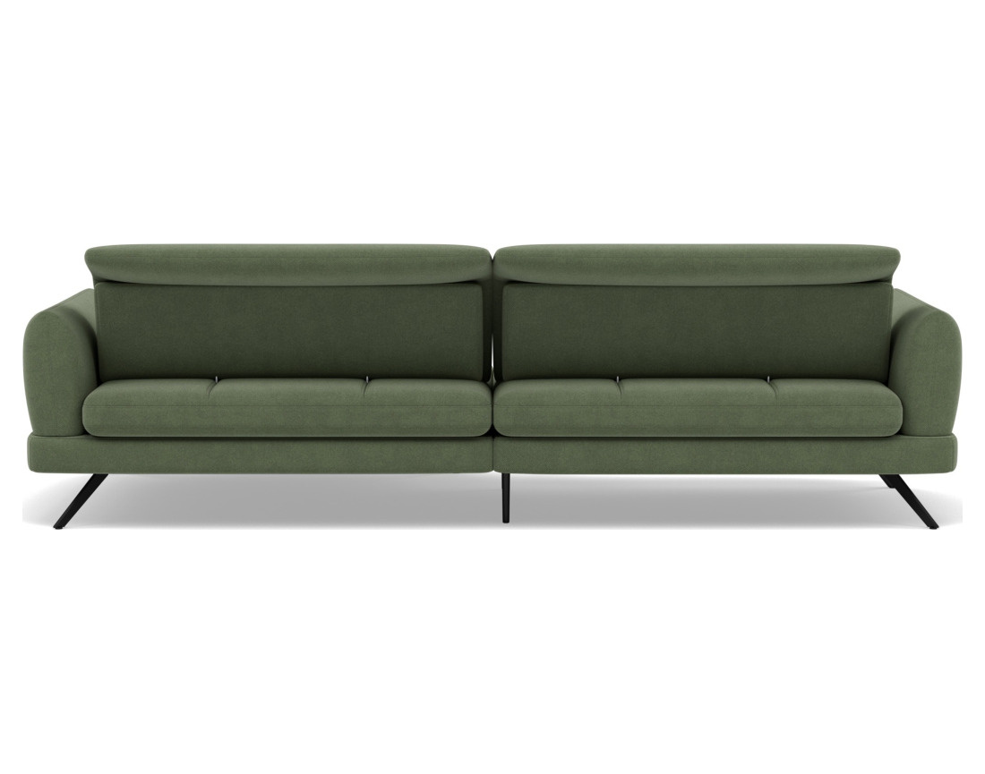 Canapé d'angle droit 4 places avec têtières réglables en tissu texturé Terry