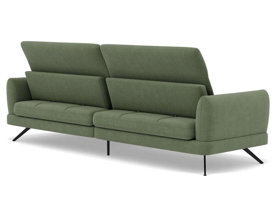 Canapé d'angle droit 4 places avec têtières réglables en tissu texturé Terry