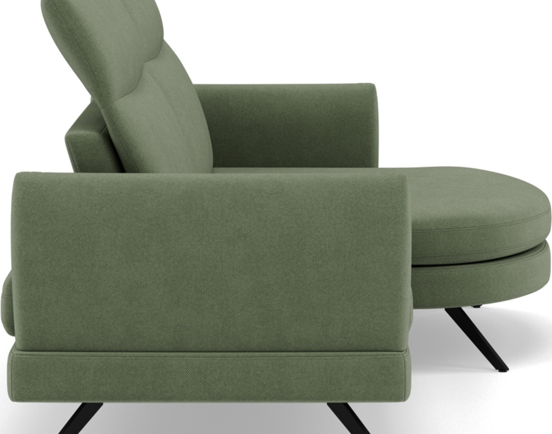 Canapé d'angle droit 4 places avec têtières réglables en tissu texturé Terry