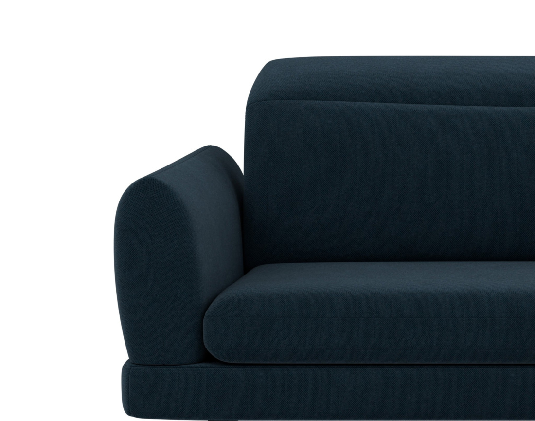 Canapé d'angle droit 4 places avec têtières réglables en tissu texturé Terry