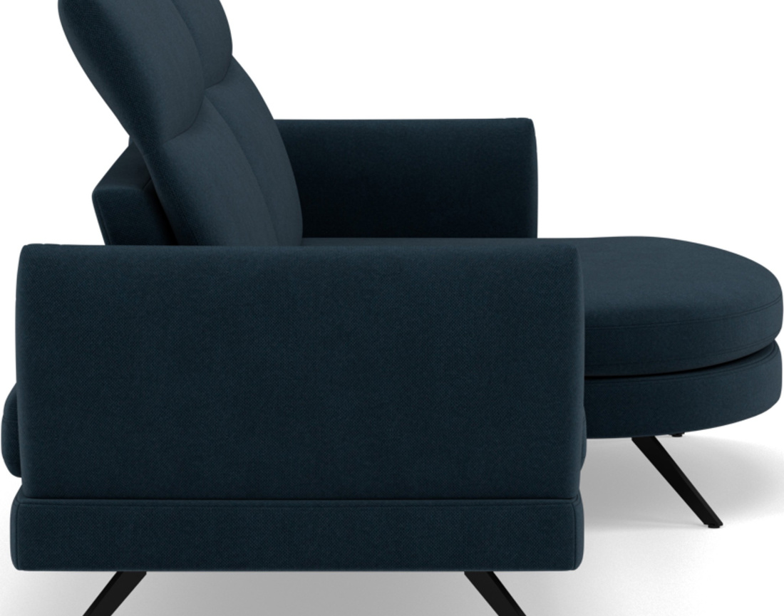 Canapé d'angle droit 4 places avec têtières réglables en tissu texturé Terry