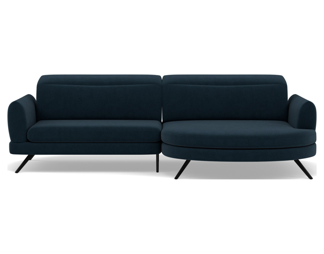 Canapé d'angle droit 4 places avec têtières réglables en tissu texturé Terry