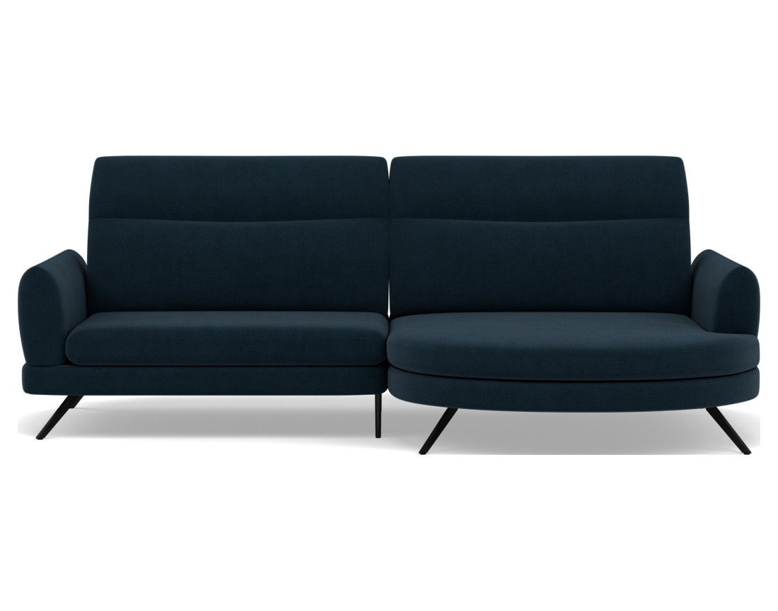 Canapé d'angle droit 4 places avec têtières réglables en tissu texturé Terry