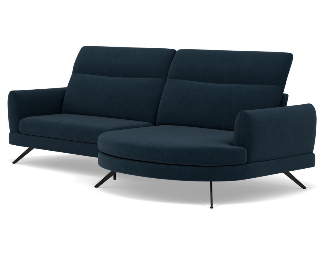 Canapé d'angle droit 4 places avec têtières réglables en tissu texturé Terry