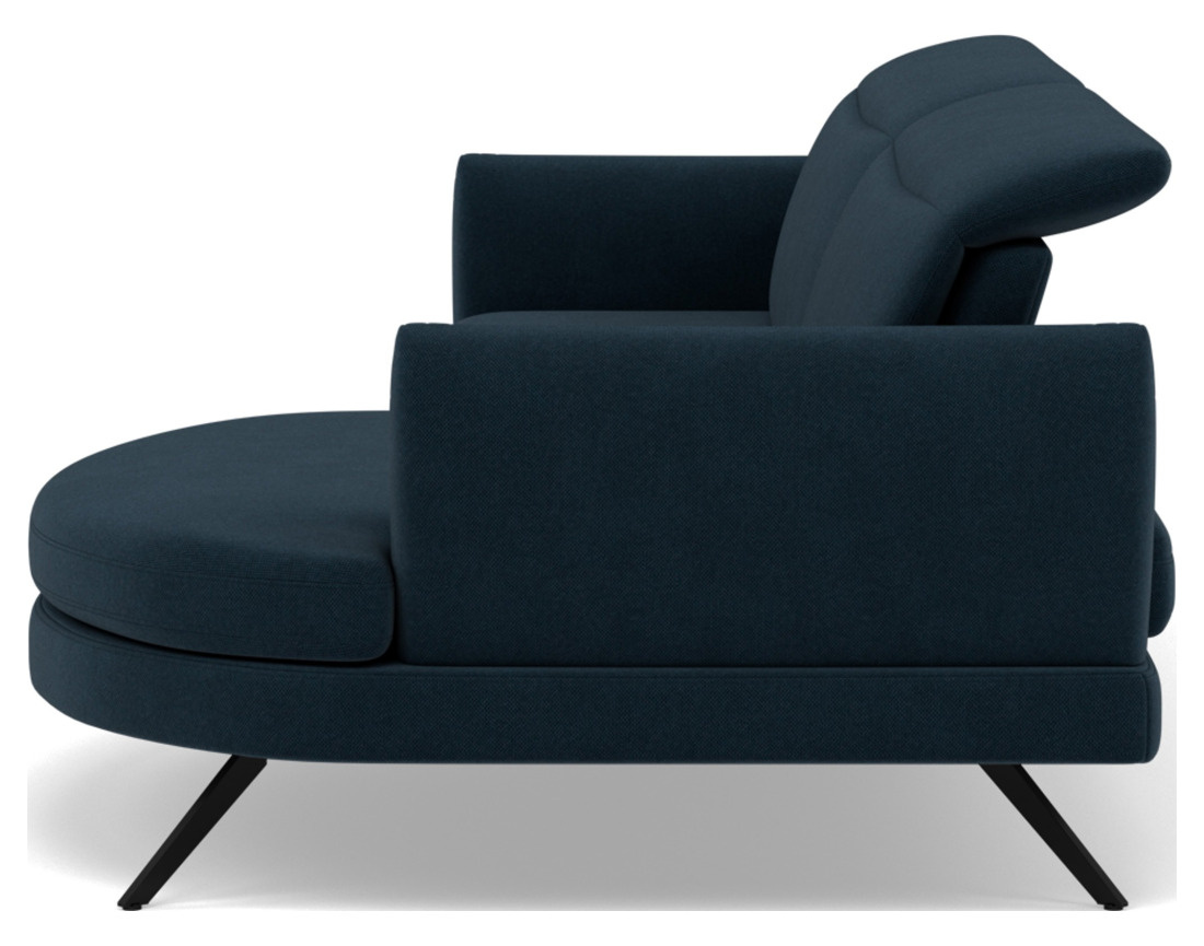 Canapé d'angle droit 4 places avec têtières réglables en tissu texturé Terry