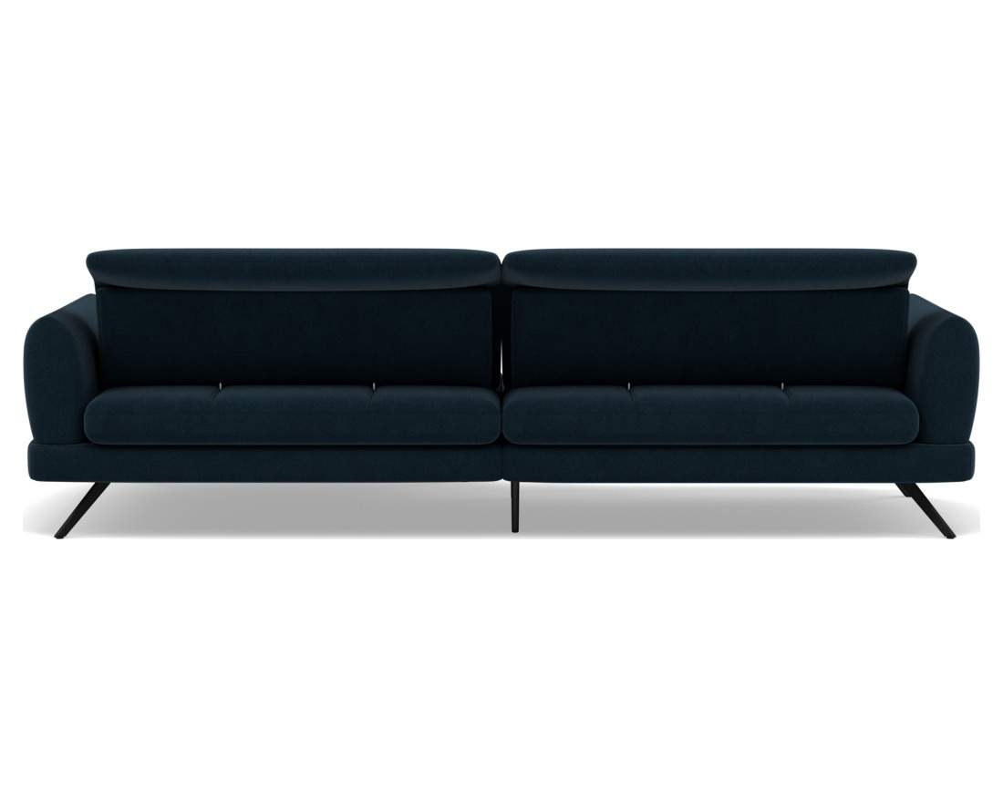 Canapé d'angle droit 4 places avec têtières réglables en tissu texturé Terry