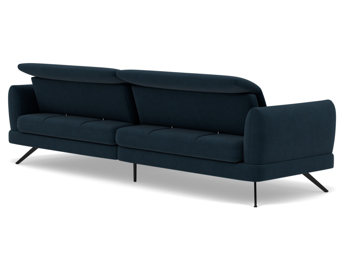 Canapé d'angle droit 4 places avec têtières réglables en tissu texturé Terry