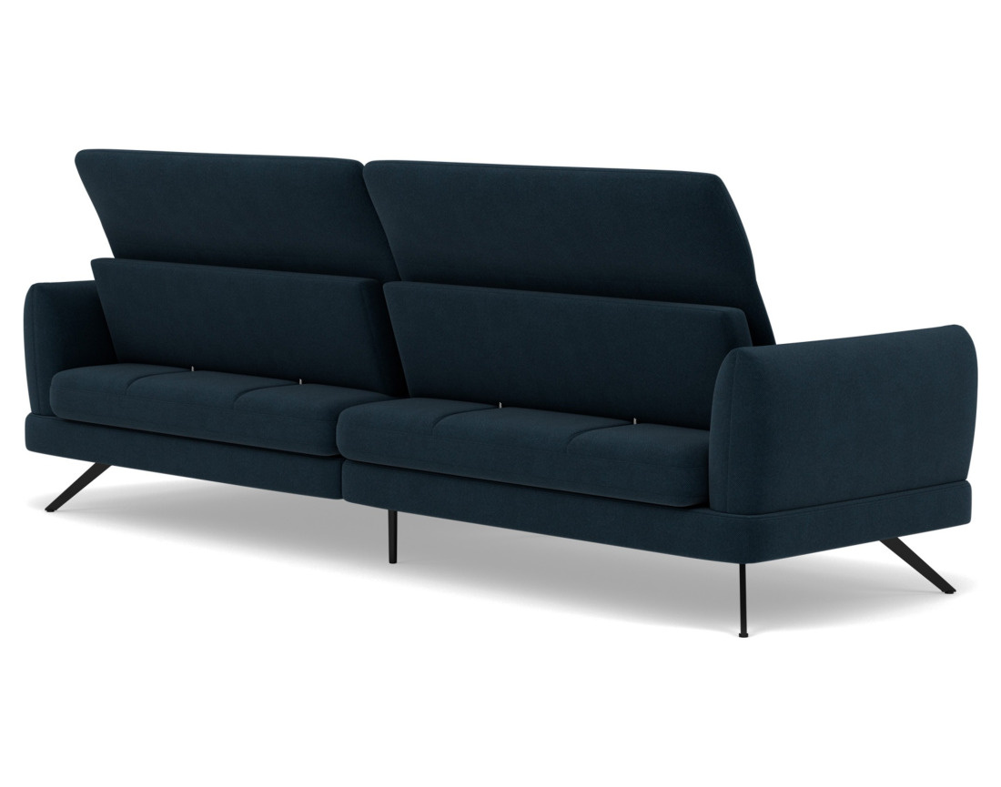 Canapé d'angle droit 4 places avec têtières réglables en tissu texturé Terry