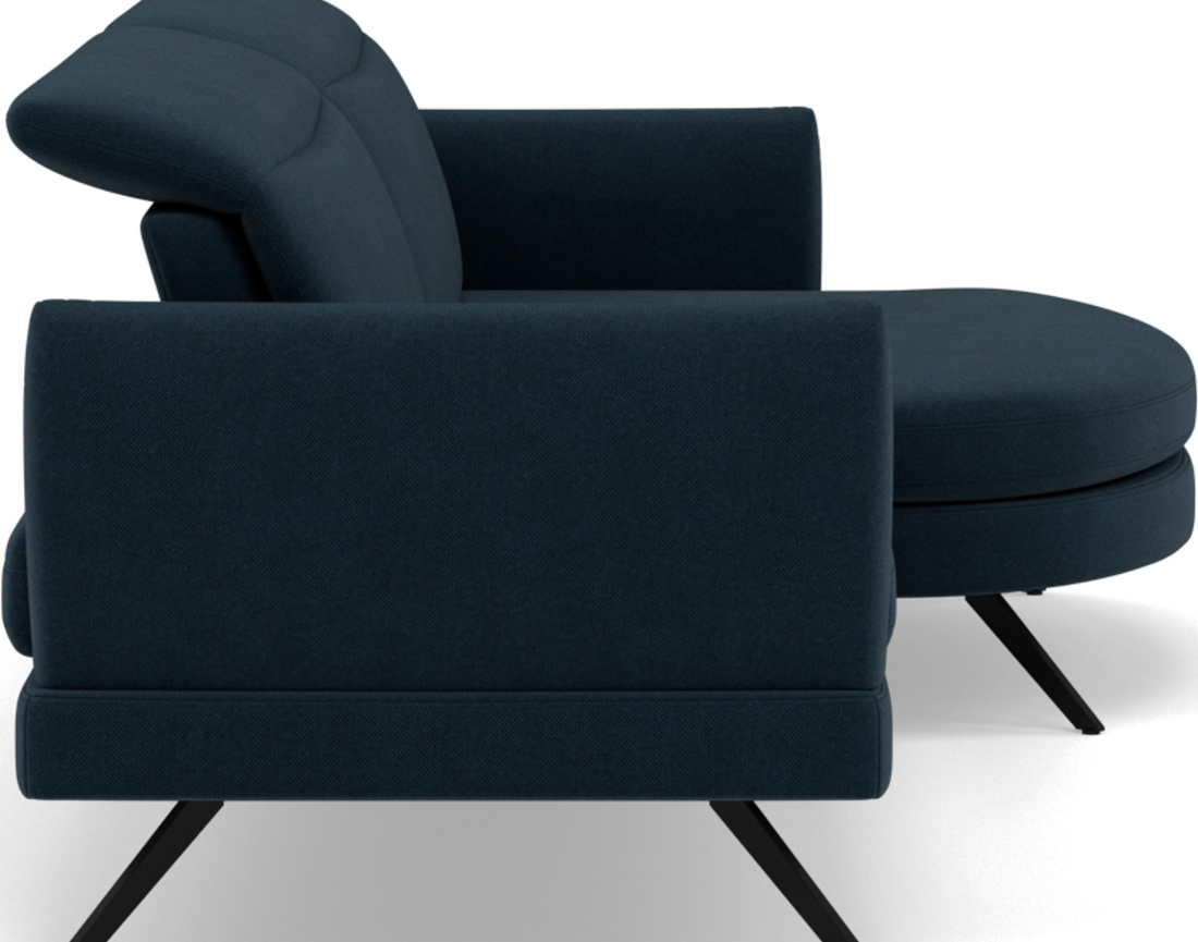 Canapé d'angle droit 4 places avec têtières réglables en tissu texturé Terry