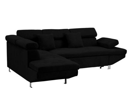Canapé d'angle gauche 5 places convertible avec coffre et têtières réglables en velours texturé Margaux