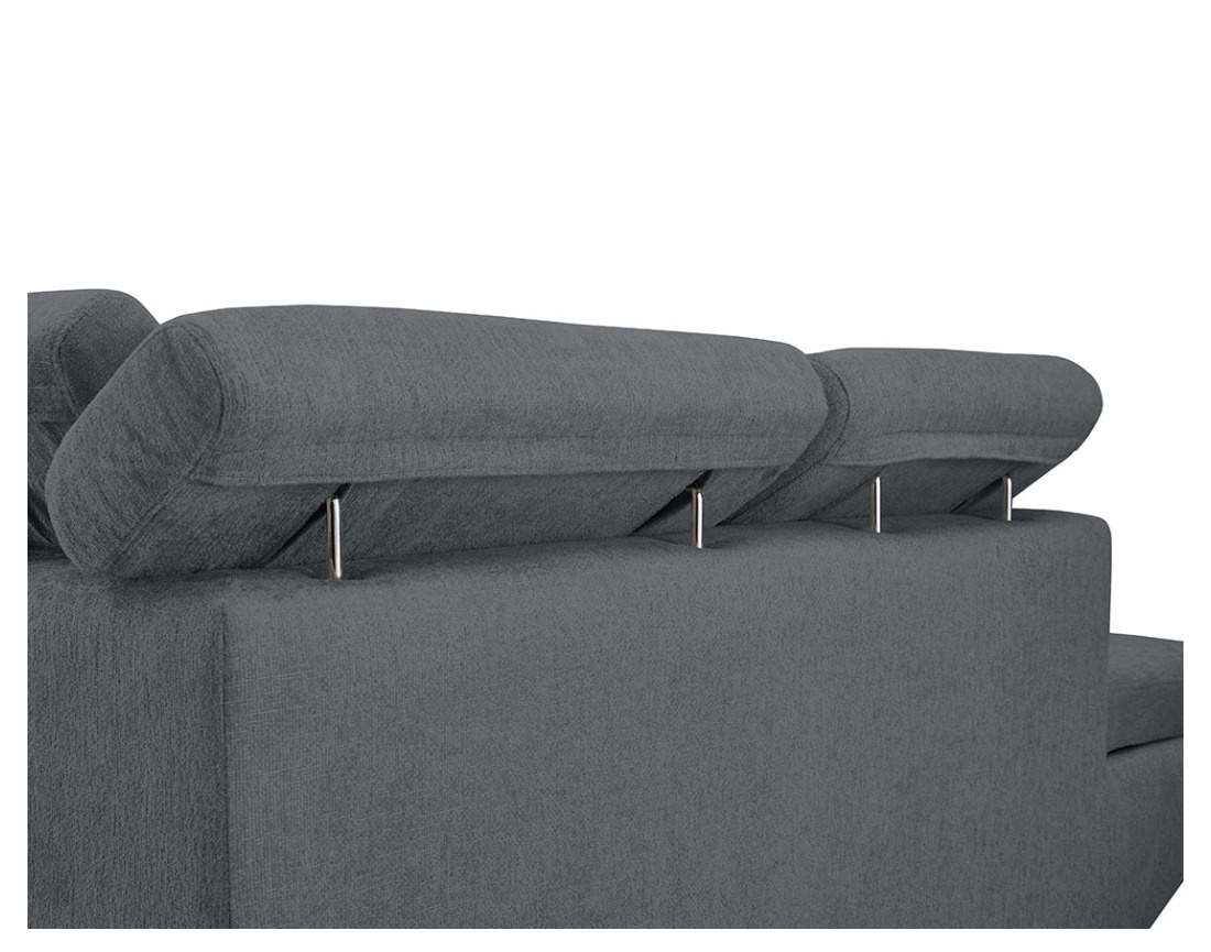 Canapé d'angle gauche 5 places convertible avec coffre et têtières réglables en velours texturé Margaux