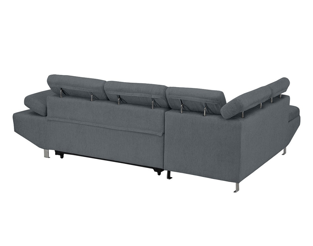 Canapé d'angle gauche 5 places convertible avec coffre et têtières réglables en velours texturé Margaux