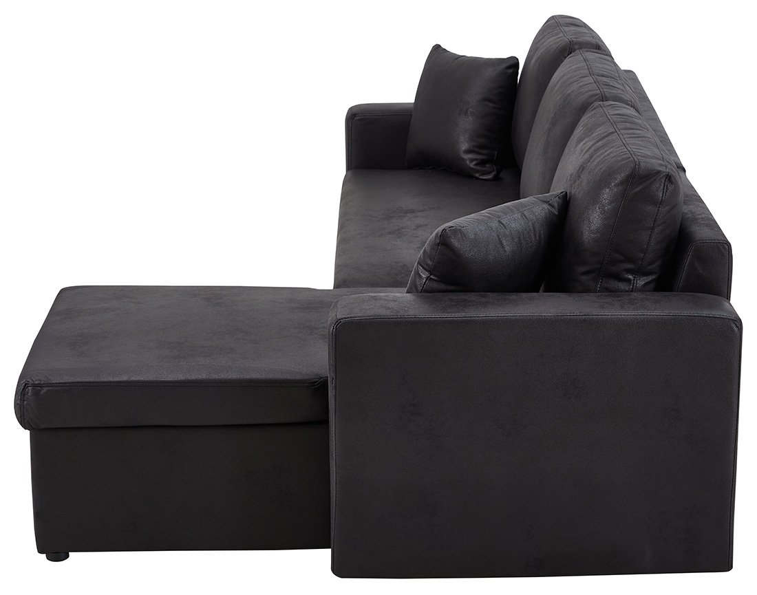 Canapé d'angle réversible 4 places convertible avec coffre en simili Cyrus